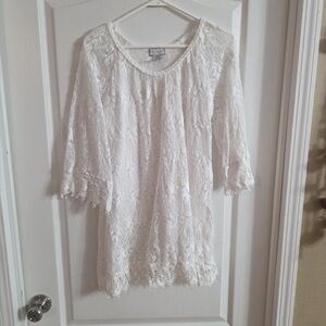 Lilly Mason Women’s White Lace Crochet Blouse Sz M.  6016